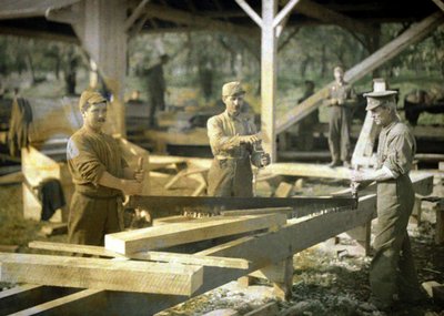 Canadian Soldiers Working in a Sawmill, Quesmy, Oise, France by Fernand Cuville